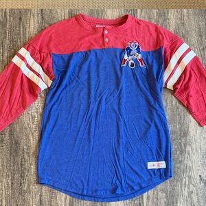 Mitchell & Ness | New England Patriots | Blue & Red Three-Quarter Sleeve Shirt